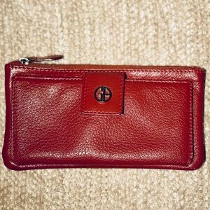 Giani Bernini Red Leather Wallet Small Cardholder, Coins & Bills